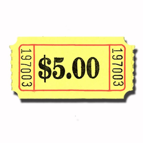 $5.00 Roll Tickets - Yellow - Doolins