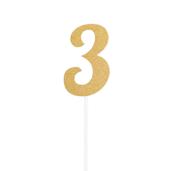 Gold Number 3 Cake Topper - Doolins